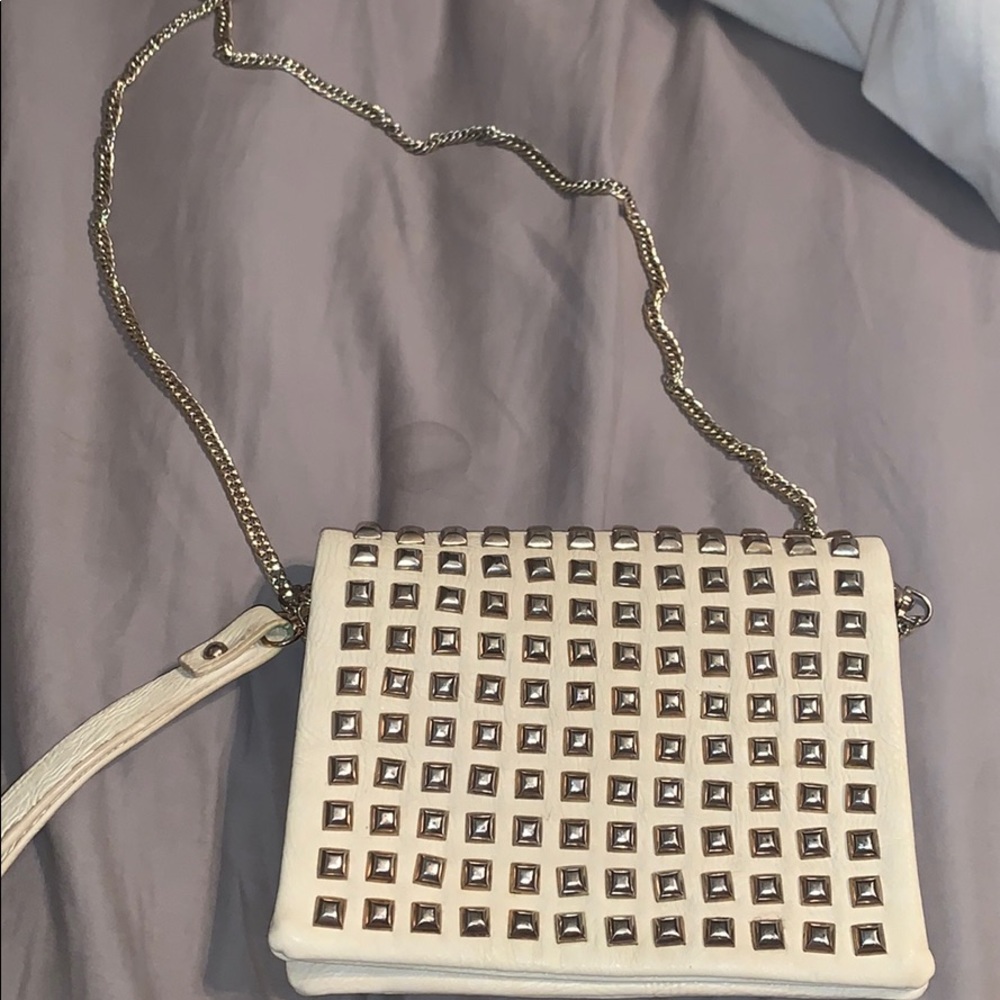 Cream and gold crossbody bag